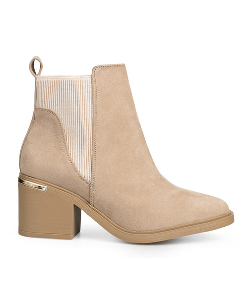 Botín Beige Con Resorte Tira Oro 39902